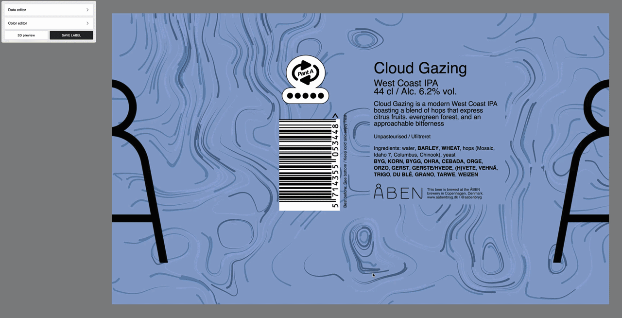 Label generator for "Åben øl"